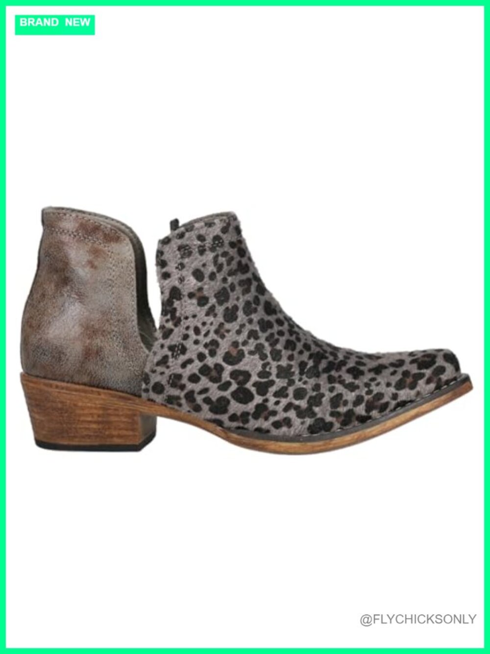 Faux Leather Leopard Print Snip Toe Ankle Boots Western Casual
